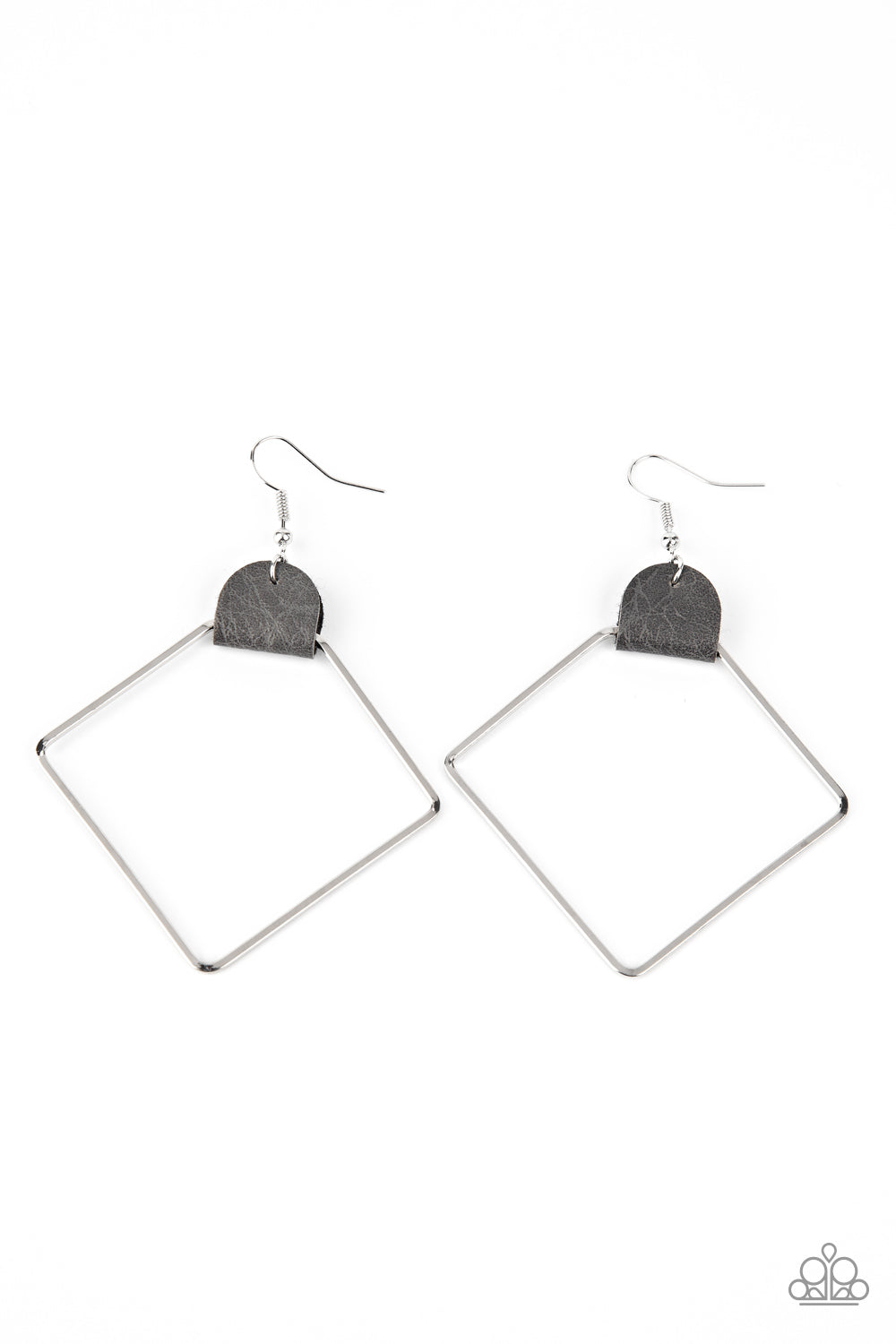 Paparazzi Friends of a LEATHER - Silver Earrings