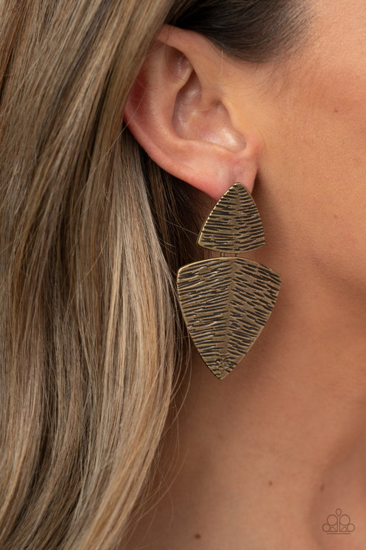 Paparazzi PRIMAL Factors - Brass Post Earrings