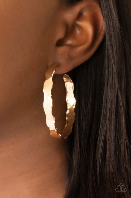 Paparazzi Exhilarated Edge - Gold Hoop Earrings