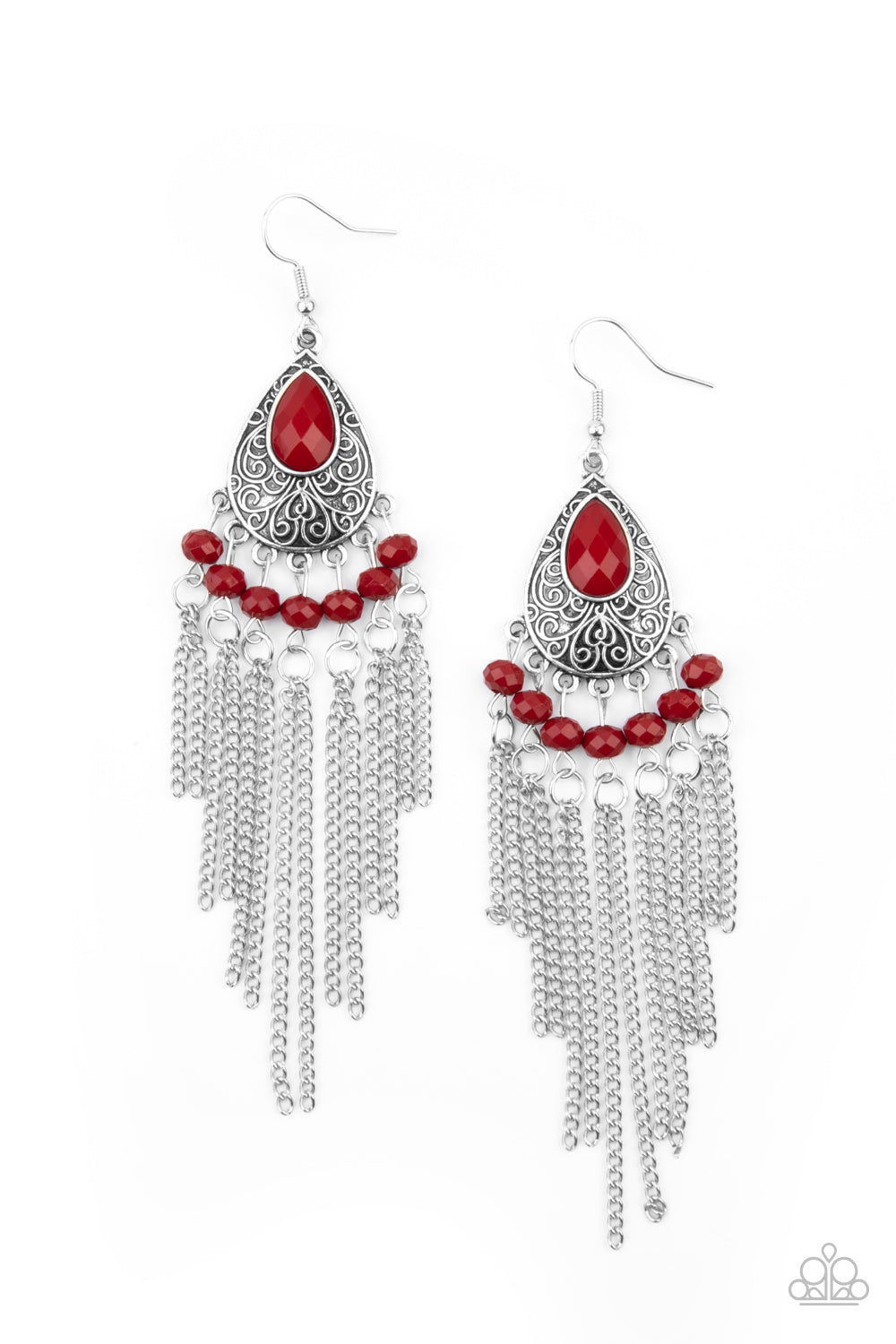 Paparazzi Floating on HEIR - Red Earrings