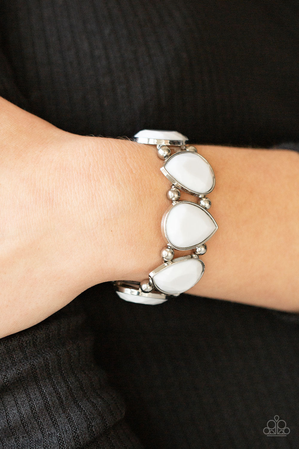 Paparazzi Flamboyant Tease - White Bracelet