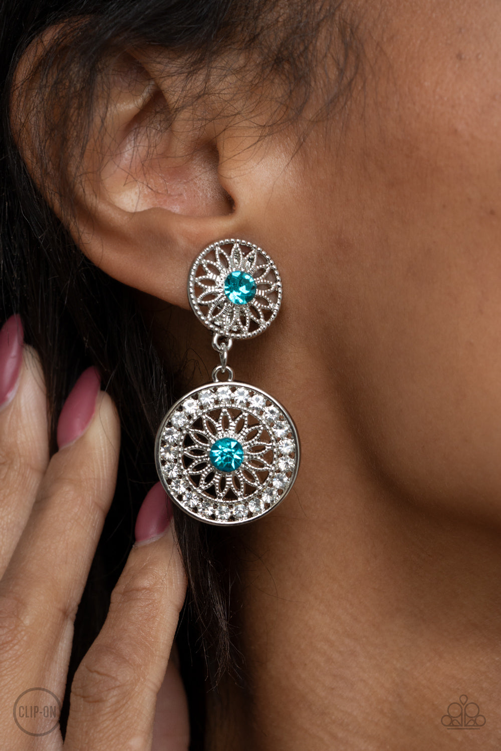 Paparazzi Life of The Garden Party - Blue Clip On Earrings
