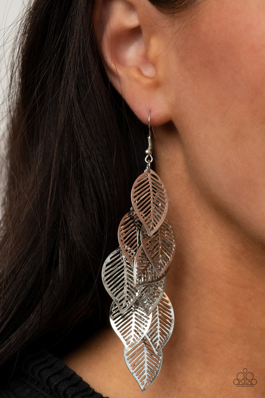 Paparazzi Limitlessly Leafy - Silver Earrings