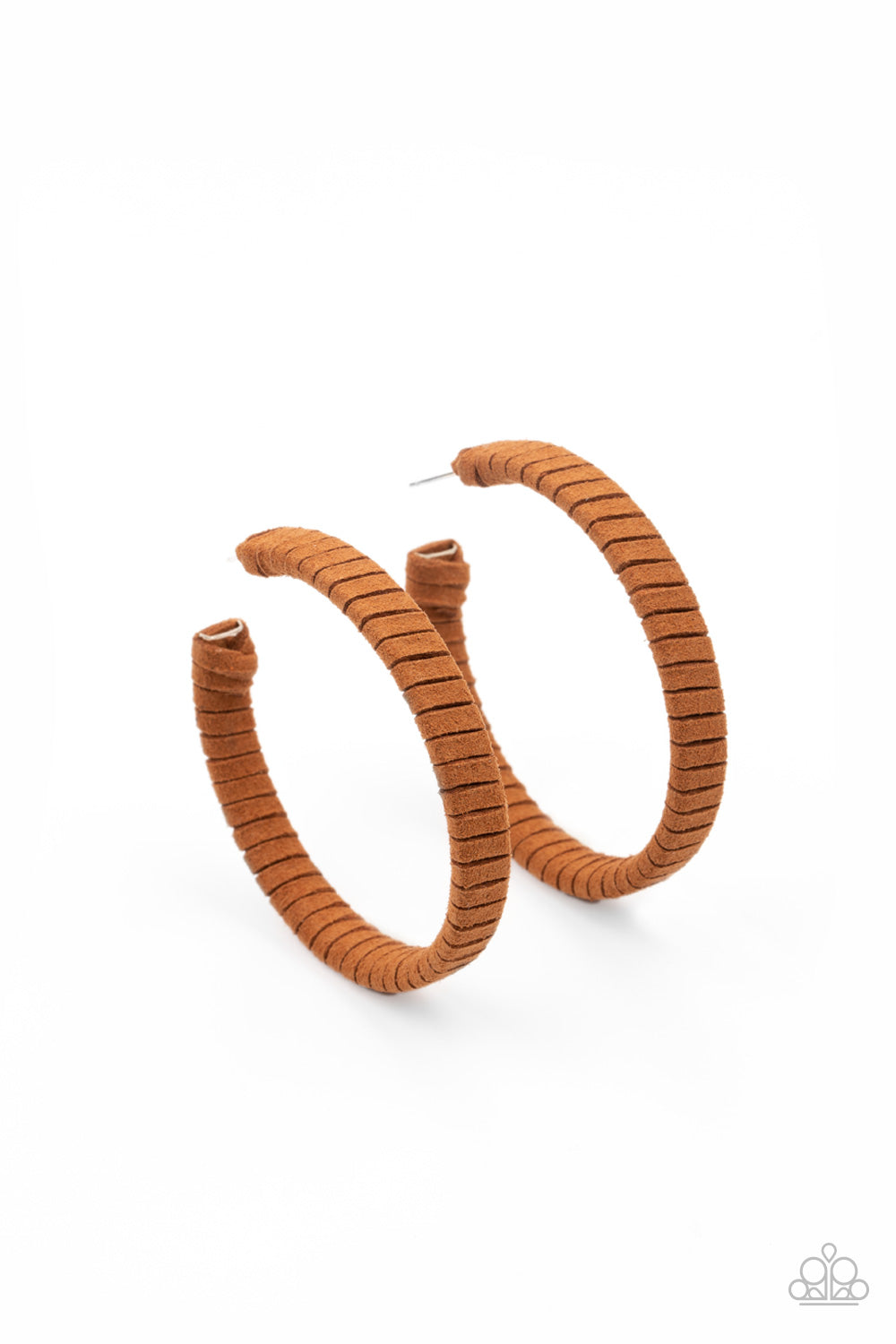 Paparazzi Suede Parade - Brown Hoop Earrings