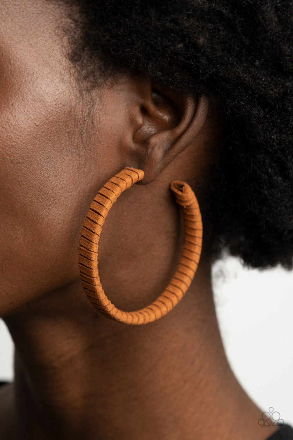 Paparazzi Suede Parade - Brown Hoop Earrings