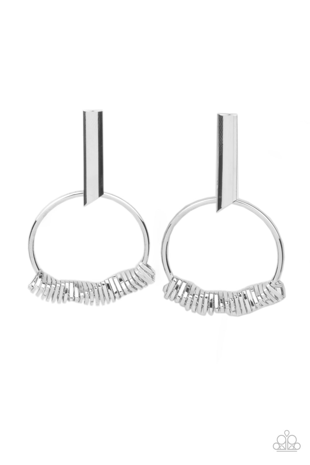 Paparazzi Set Into Motion - Silver Post Earrings