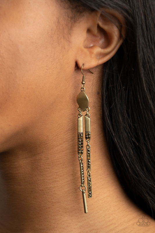 Paparazzi Defined Dazzle - Brass Earrings