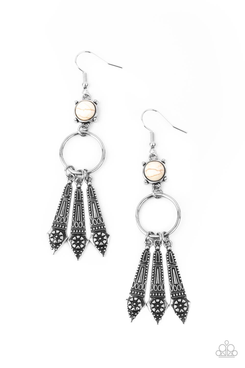 Paparazzi Prana Paradise - White Earrings