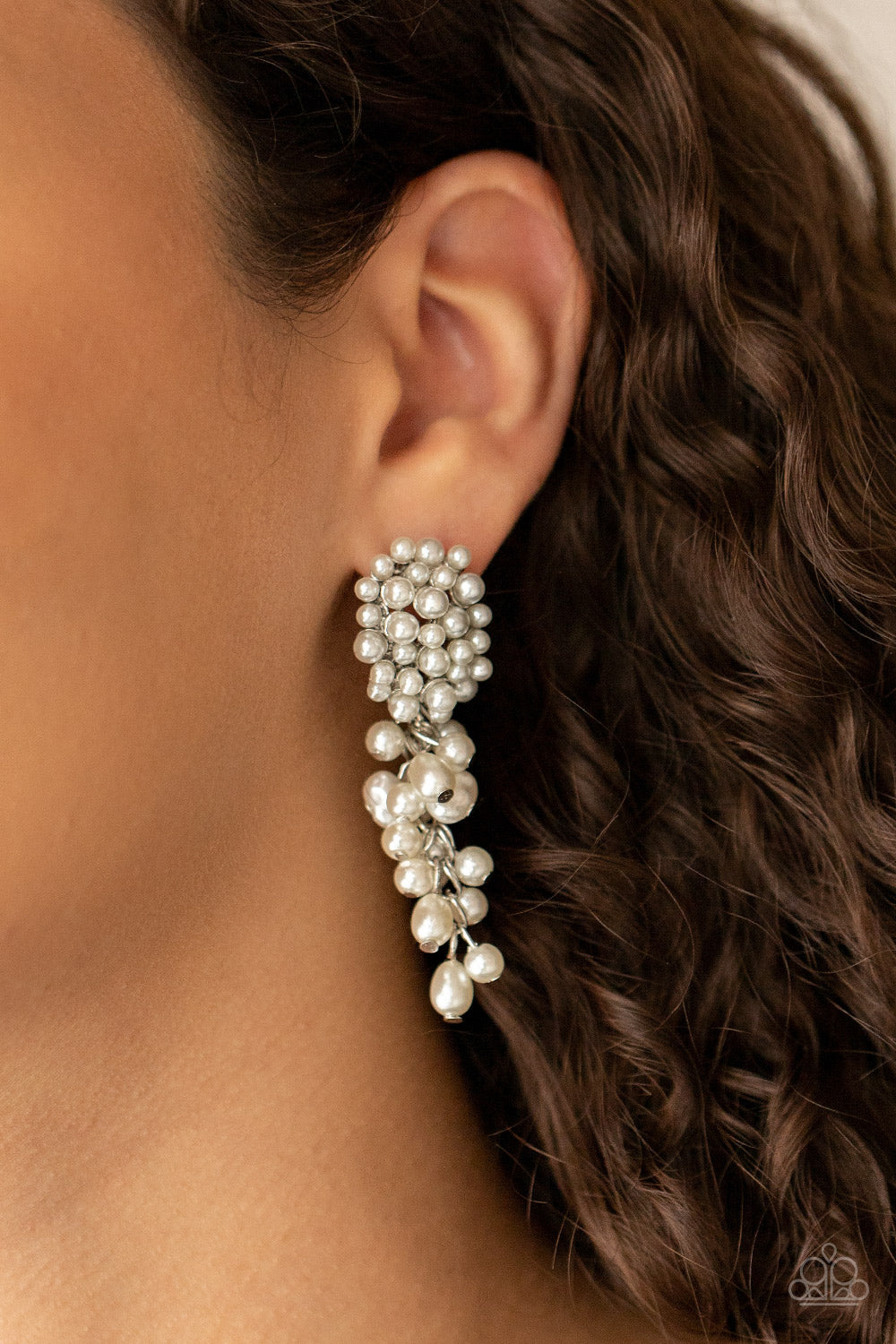 Paparazzi Fabulously Flattering - White Post Earrings