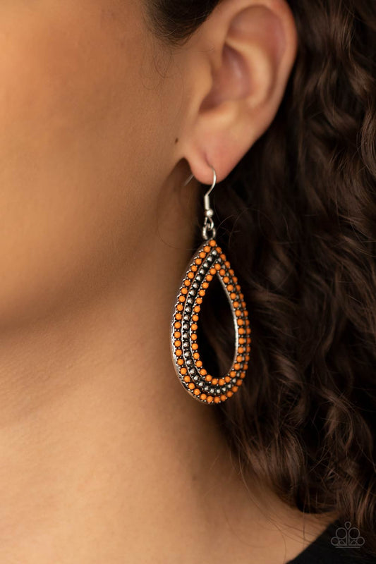 Paparazzi Tear Tracks - Orange Earrings