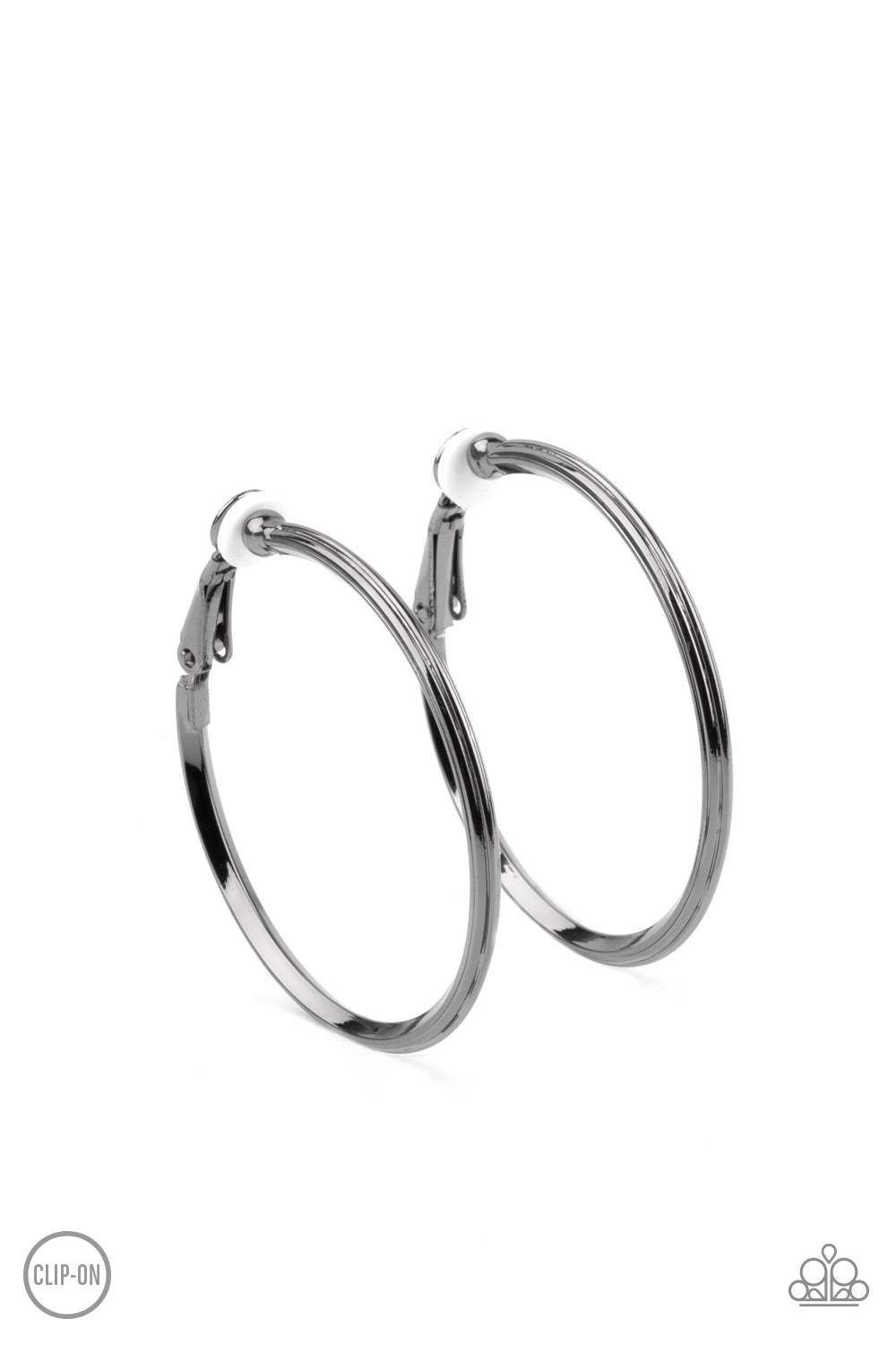 Paparazzi City Classic - Black Clip On Hoop Earrings