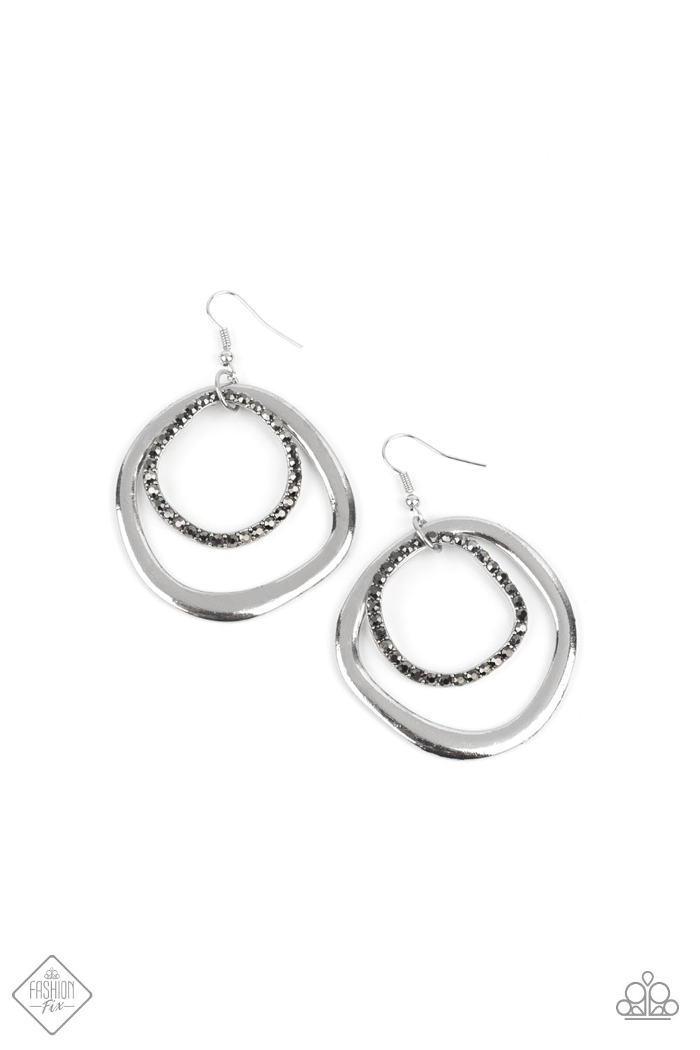 Paparazzi Spinning With Sass - Silver Earrings