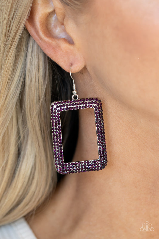 Paparazzi World FRAME-ous - Purple Earrings