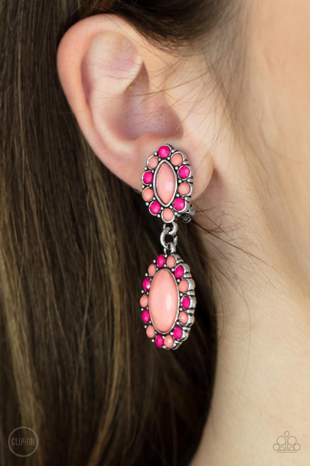 Paparazzi Positively Pampered - Orange Clip On Earrings