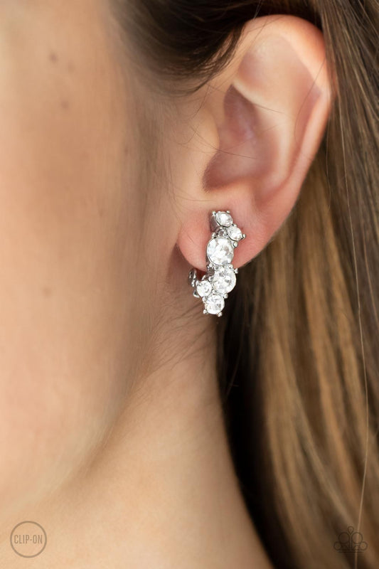 Paparazzi Cosmic Celebration - White Clip On Earrings