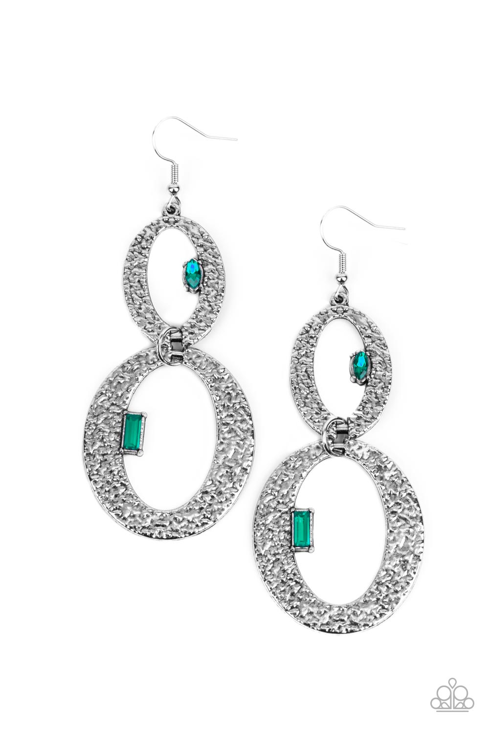 Paparazzi OVAL and OVAL Again - Green Earrings