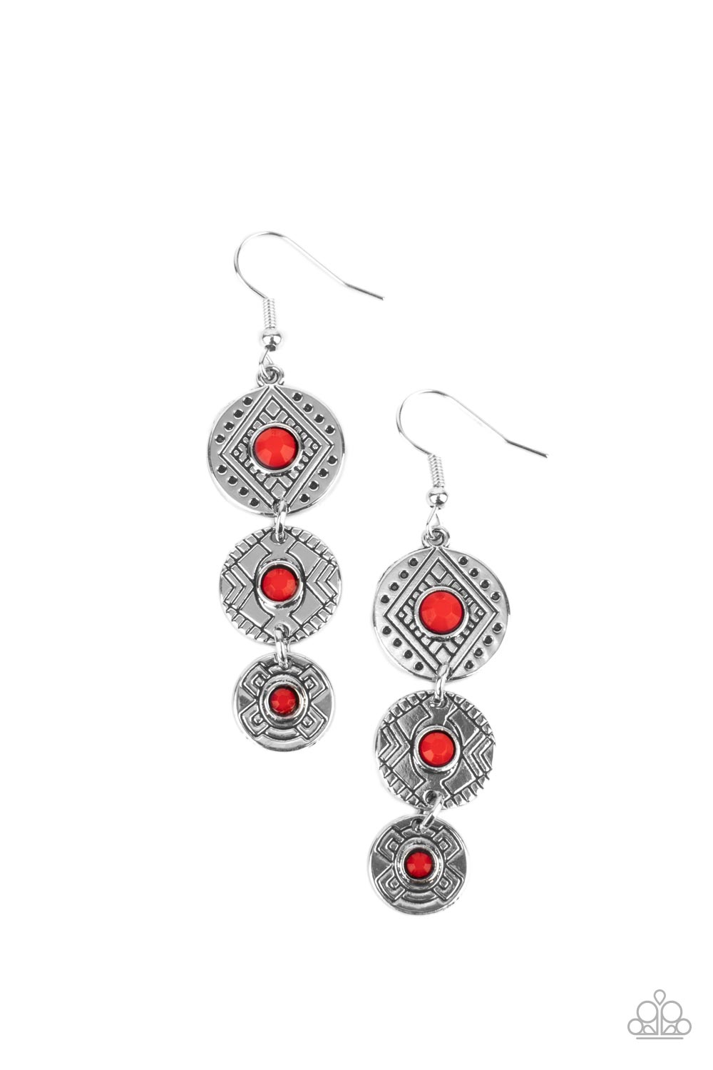 Paparazzi Totem Temptress - Red Earrings