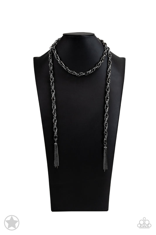 Paparazzi SCARFed for Attention - Gunmetal Blockbuster Necklace