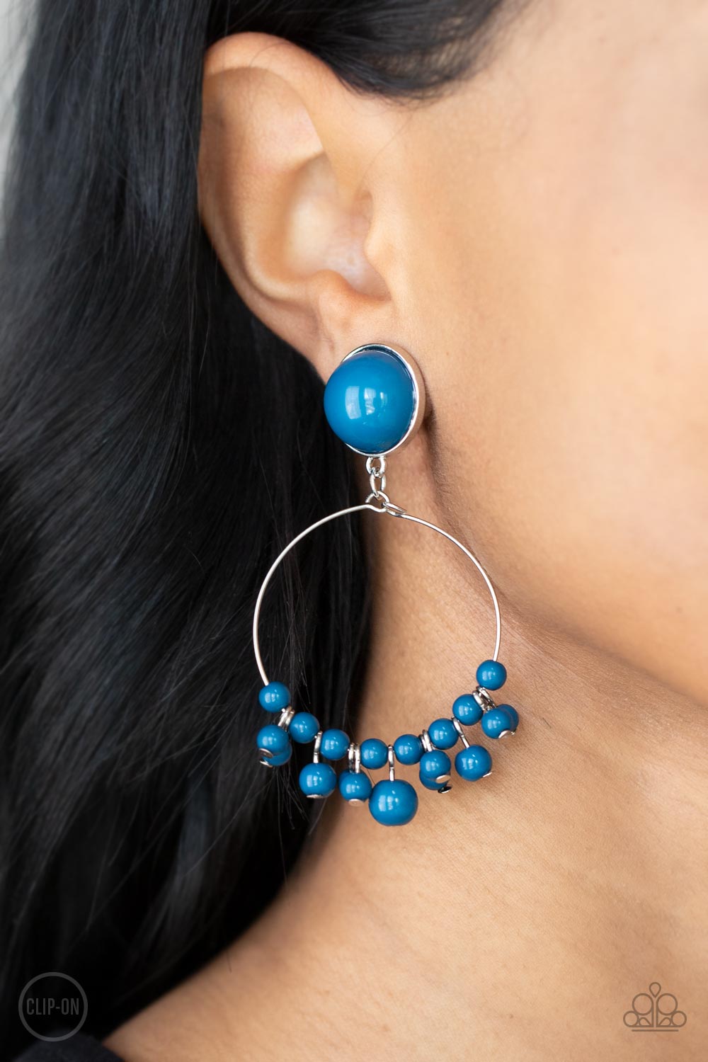 Paparazzi Cabaret Charm - Blue Clip On Earrings