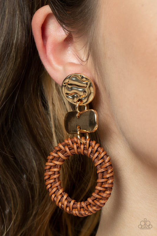 Woven Whimsicality - Gold Post Earrings