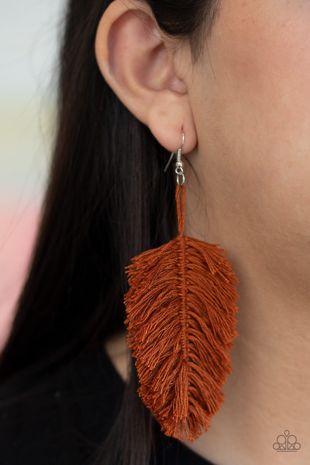 Paparazzi Hanging By A Thread - Brown Earrings