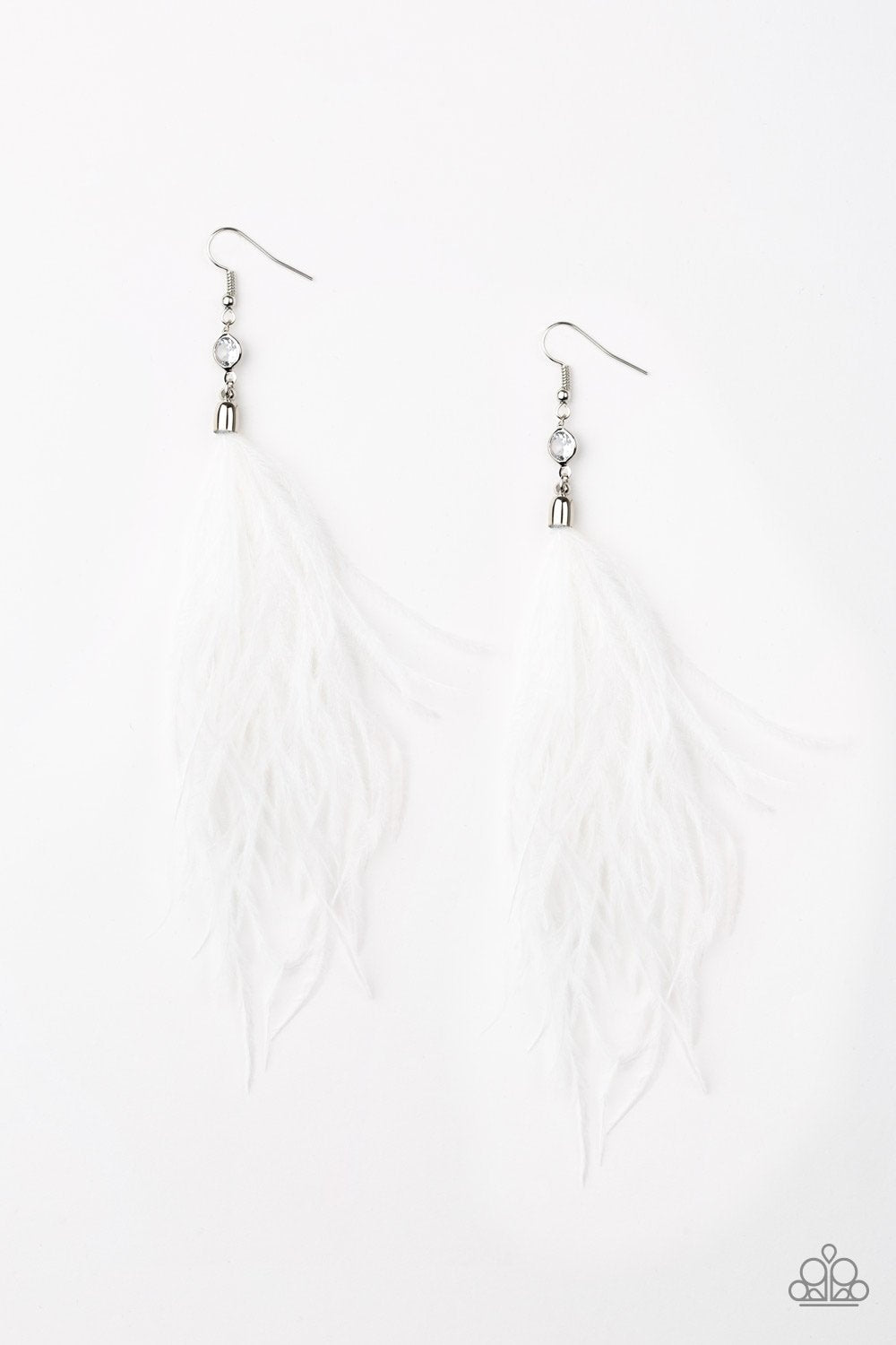 Paparazzi The SHOWGIRL Next Door - White Earrings
