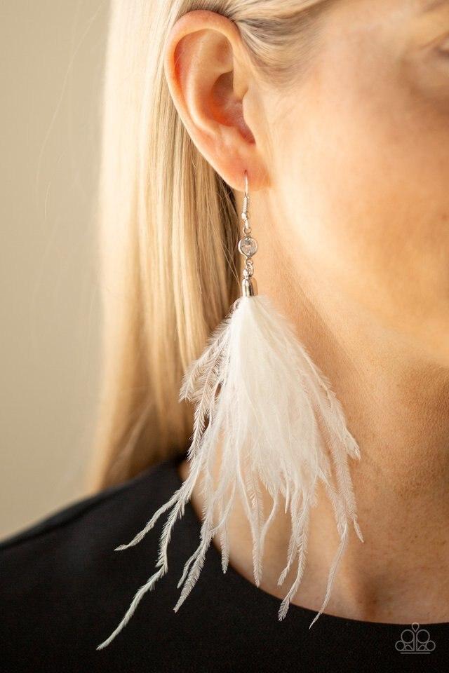 Paparazzi The SHOWGIRL Next Door - White Earrings