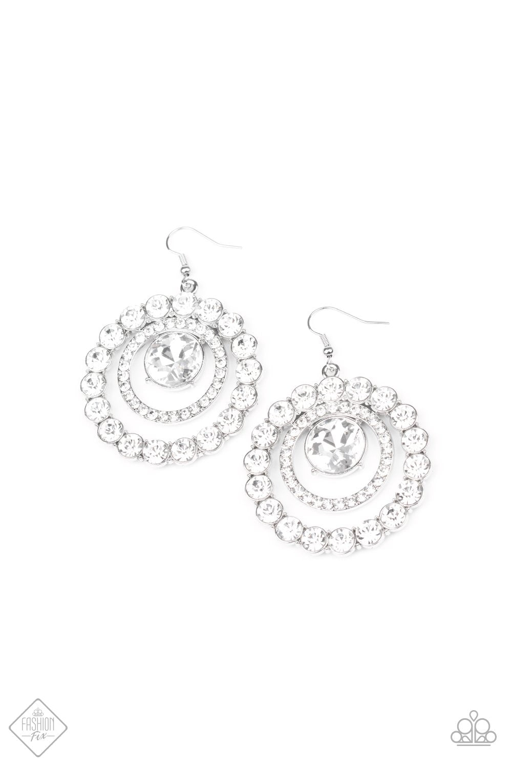 Paparazzi Glitzy Gamble- White Earrings