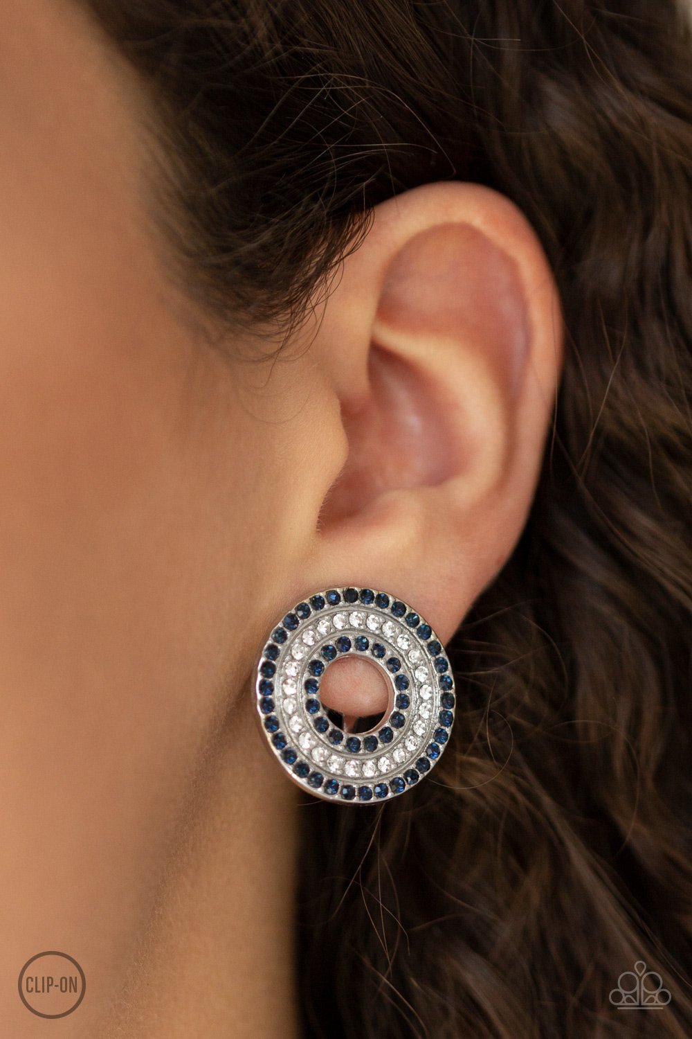 Paparazzi Spun Out On Shimmer - Blue Clip-On Earrings