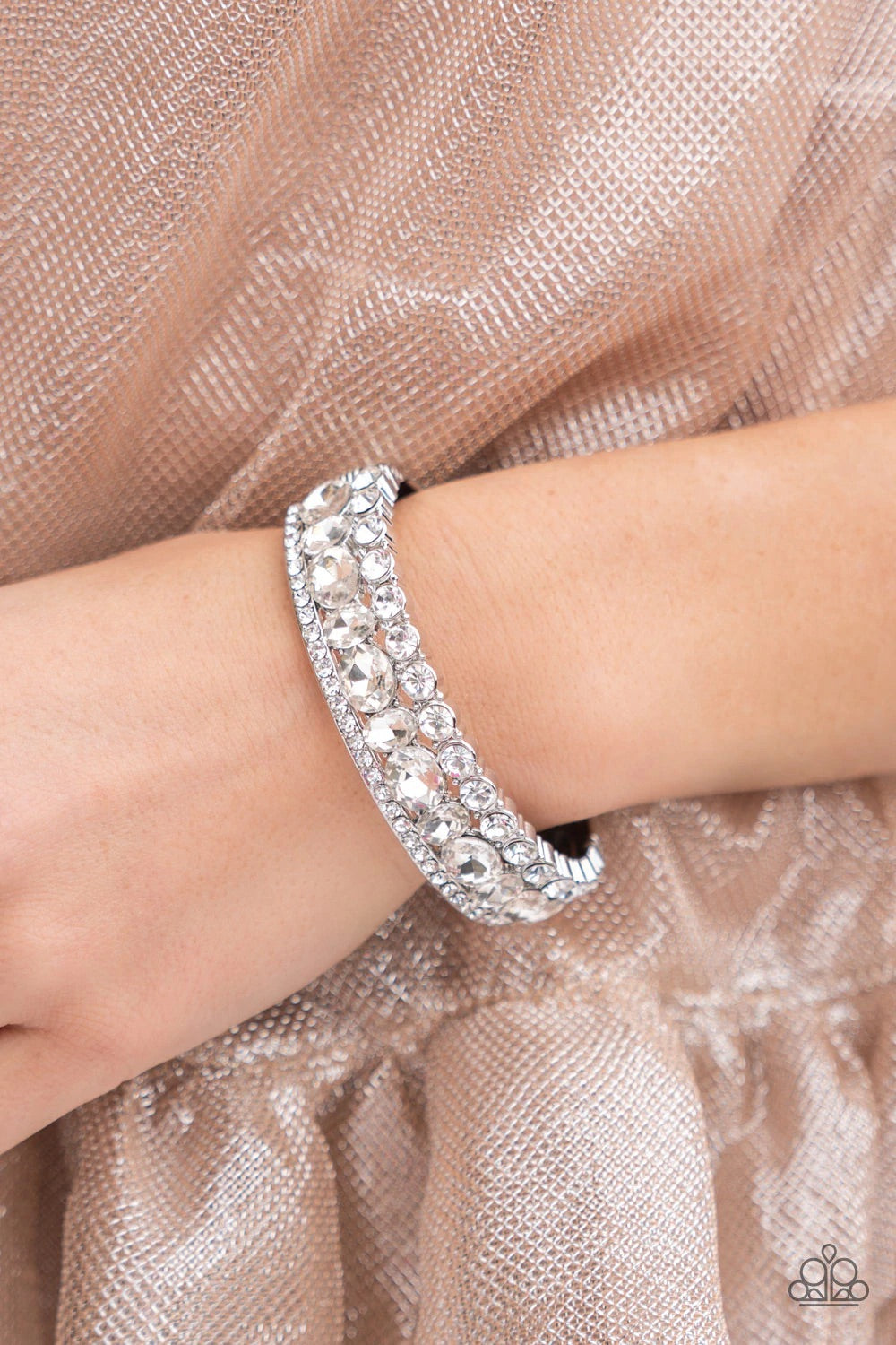 Paparazzi Mega Megawatt - White Bracelet - Life of the Party Exclusive February 2022