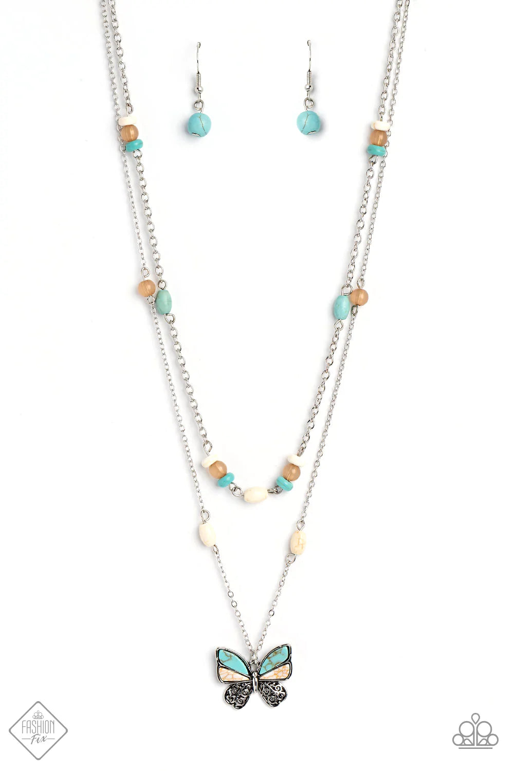 Paparazzi Free-Spirited Flutter - Blue Necklace