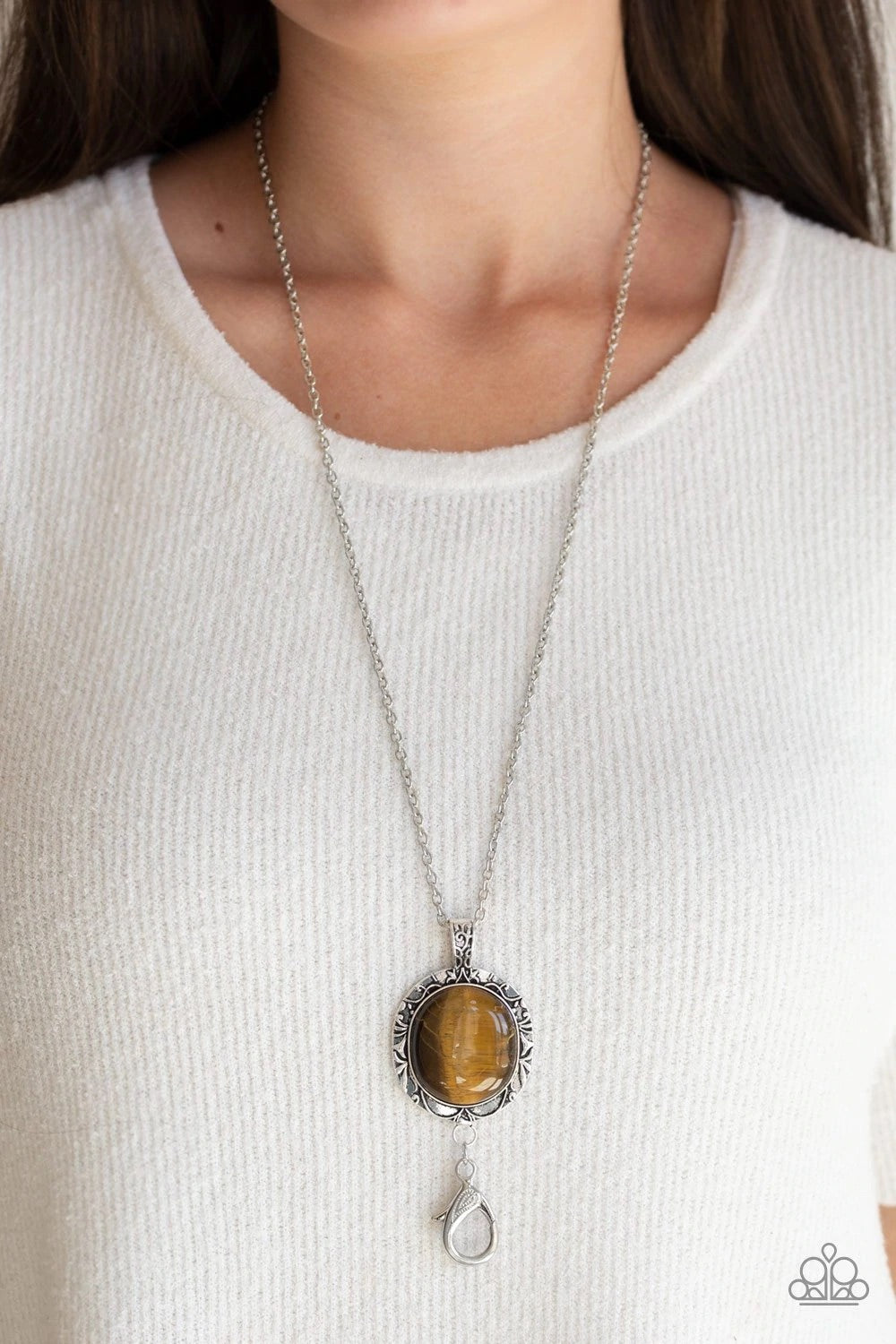 Paparazzi Stone Aura - Brown Lanyard