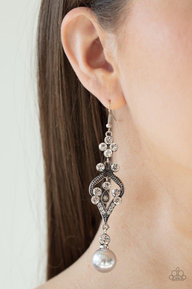 Paparazzi Elegantly Extravagant - Silver Earrings