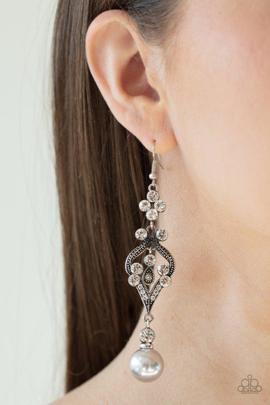 Paparazzi Elegantly Extravagant - Silver Earrings