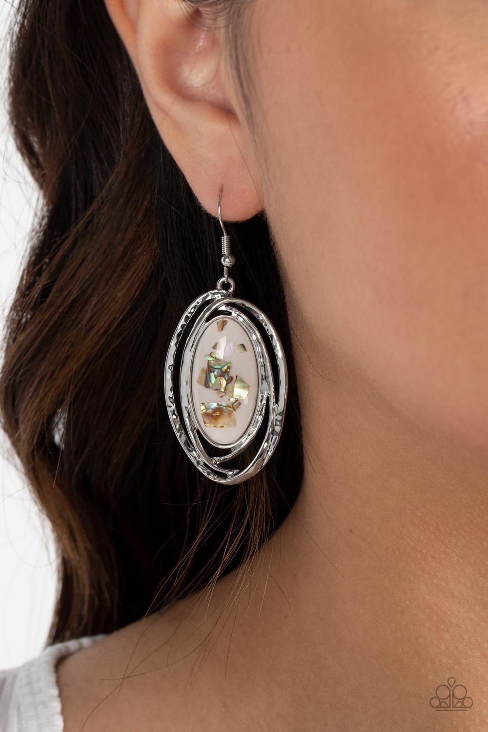 Paparazzi Ocean Floor Oracle - White Earrings