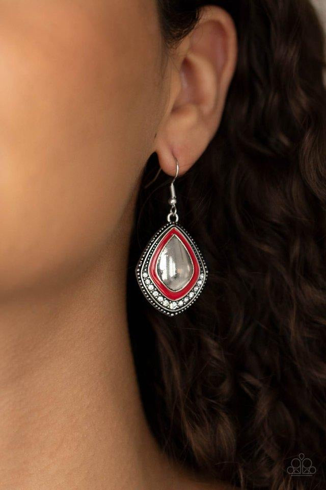Paparazzi Fearlessly Feminine - Red Earrings