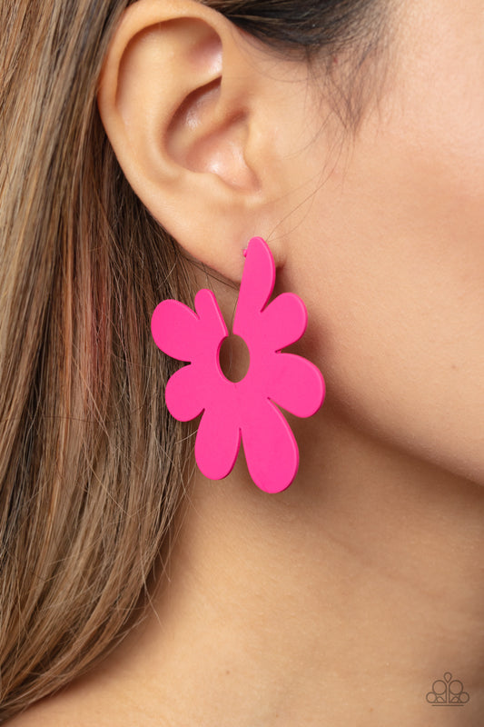Paparazzi Flower Power Fantasy - Pink Post Earrings