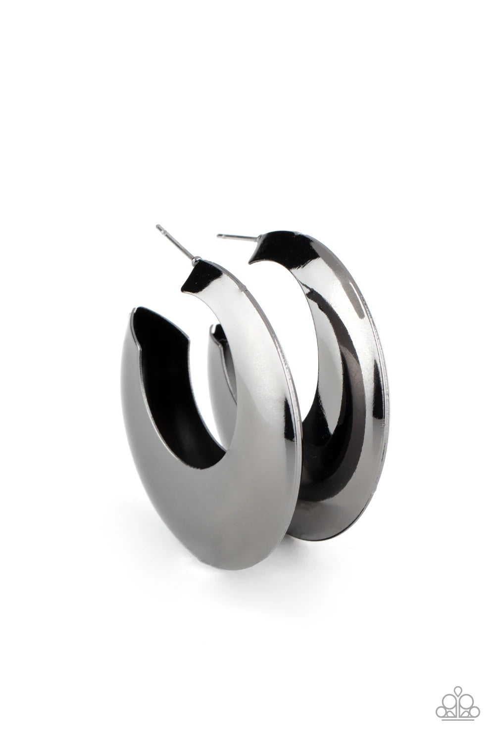 Paparazzi Chic CRESCENTO - black hoop earrings