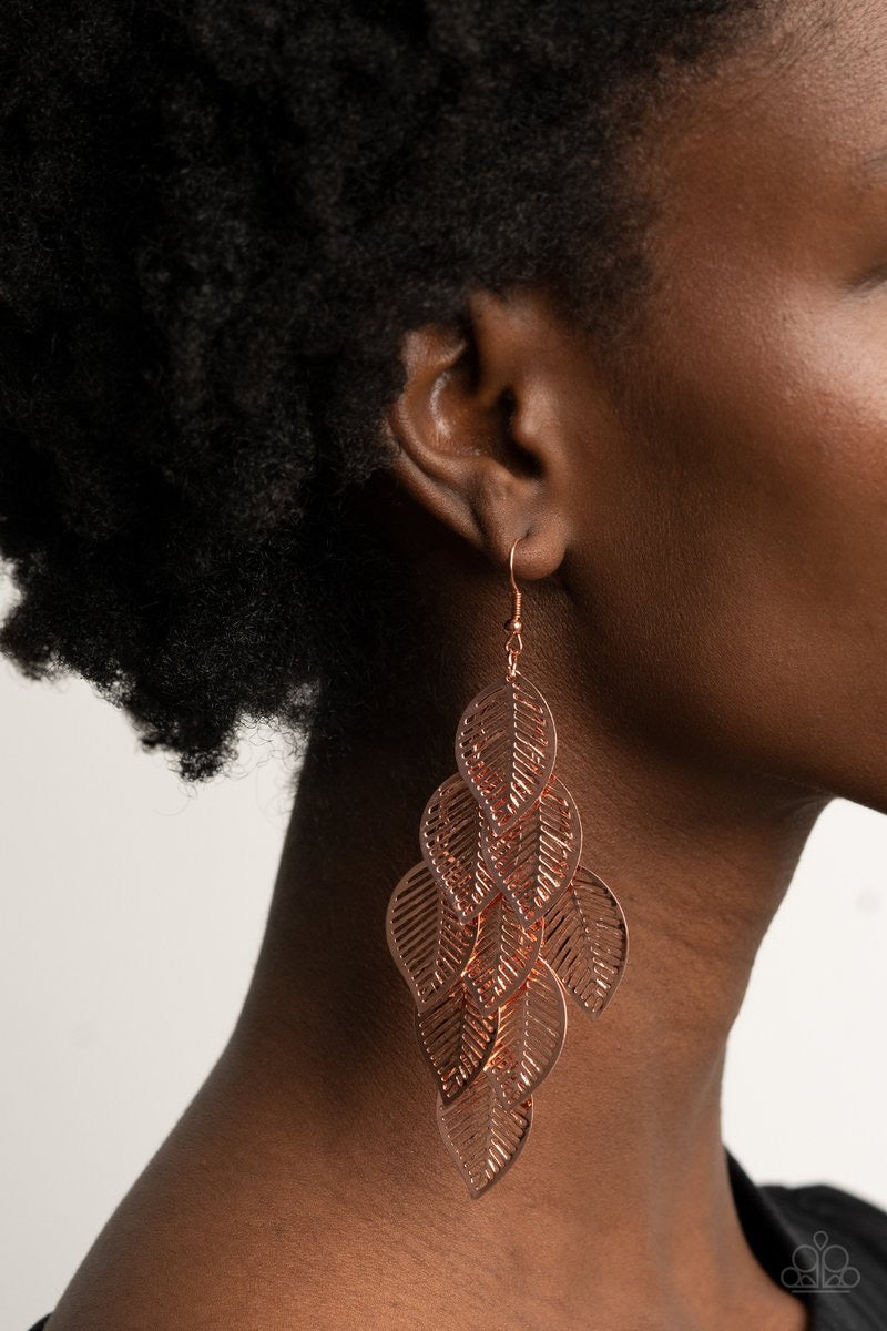 Paparazzi Limitlessly Leafy - Copper Earrings