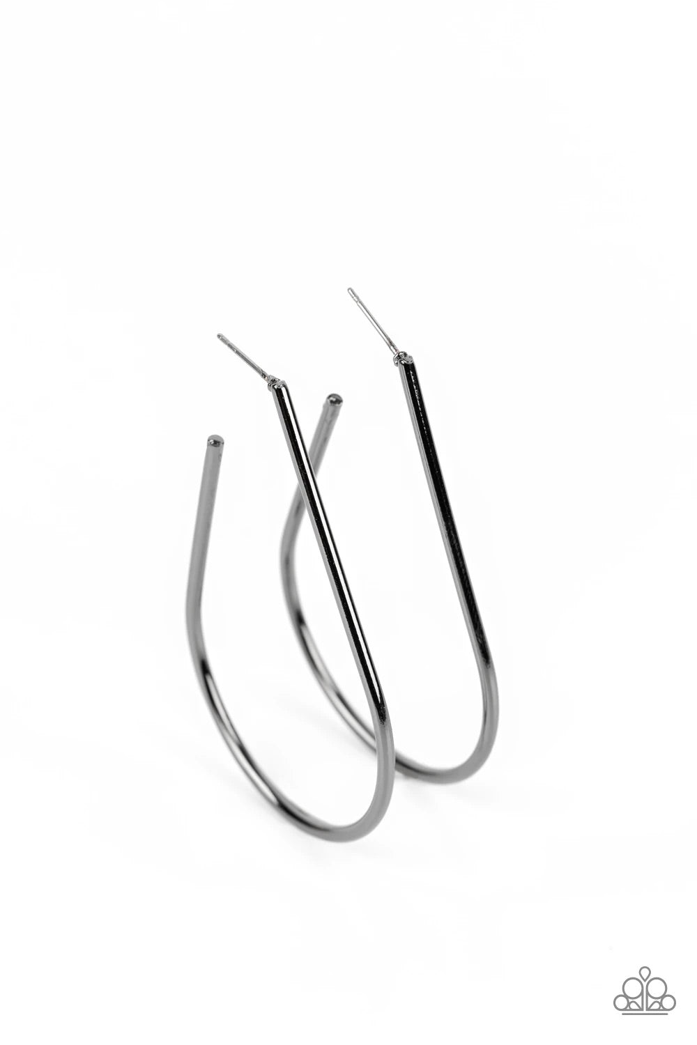 Paparazzi City Curves - black hoop earrings