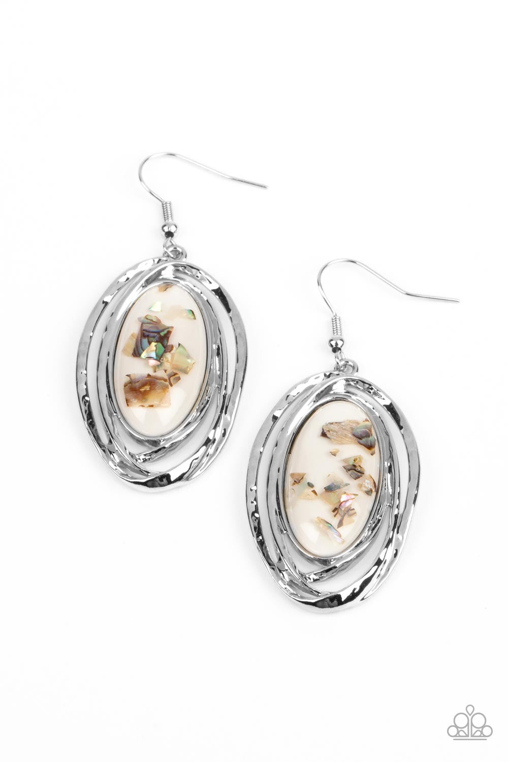 Paparazzi Ocean Floor Oracle - White Earrings