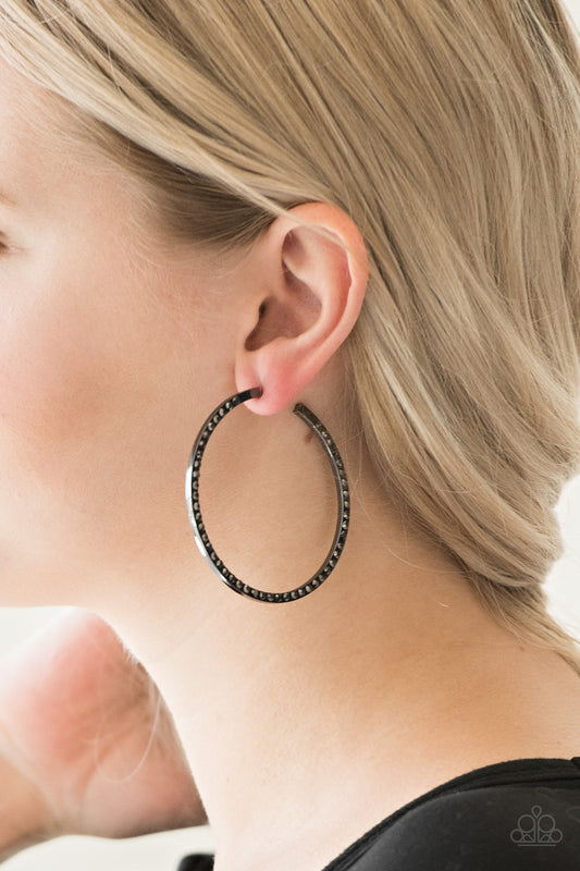 Dangerously Dynamic - Black Hoop Earrings