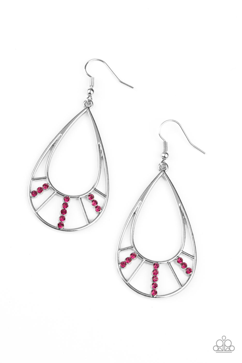 Line Crossing Sparkle - Pink Earrings