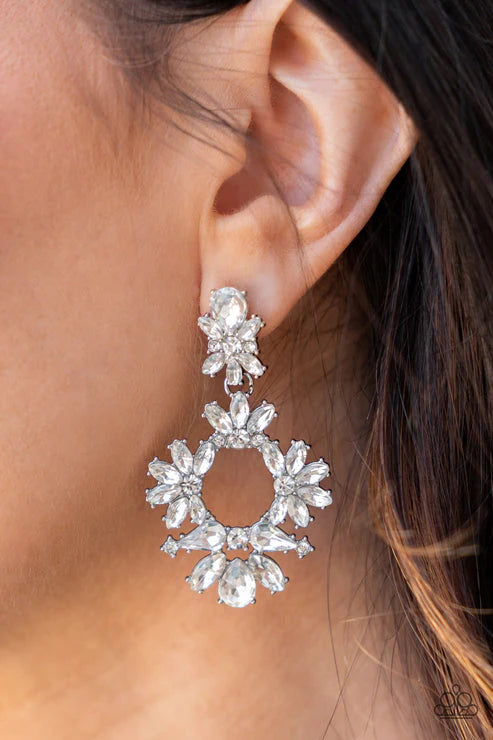 Leave them Speechless - White Post Earrings