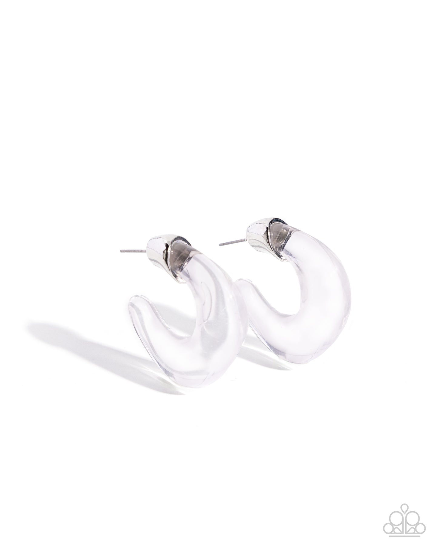 Clear Charm - White Hoop Earrings