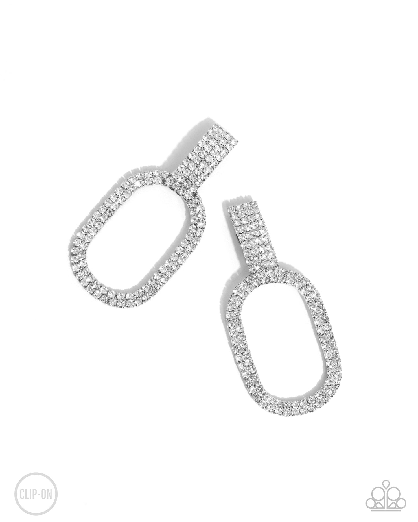 Guarded Glitz - White Clip On Earrings