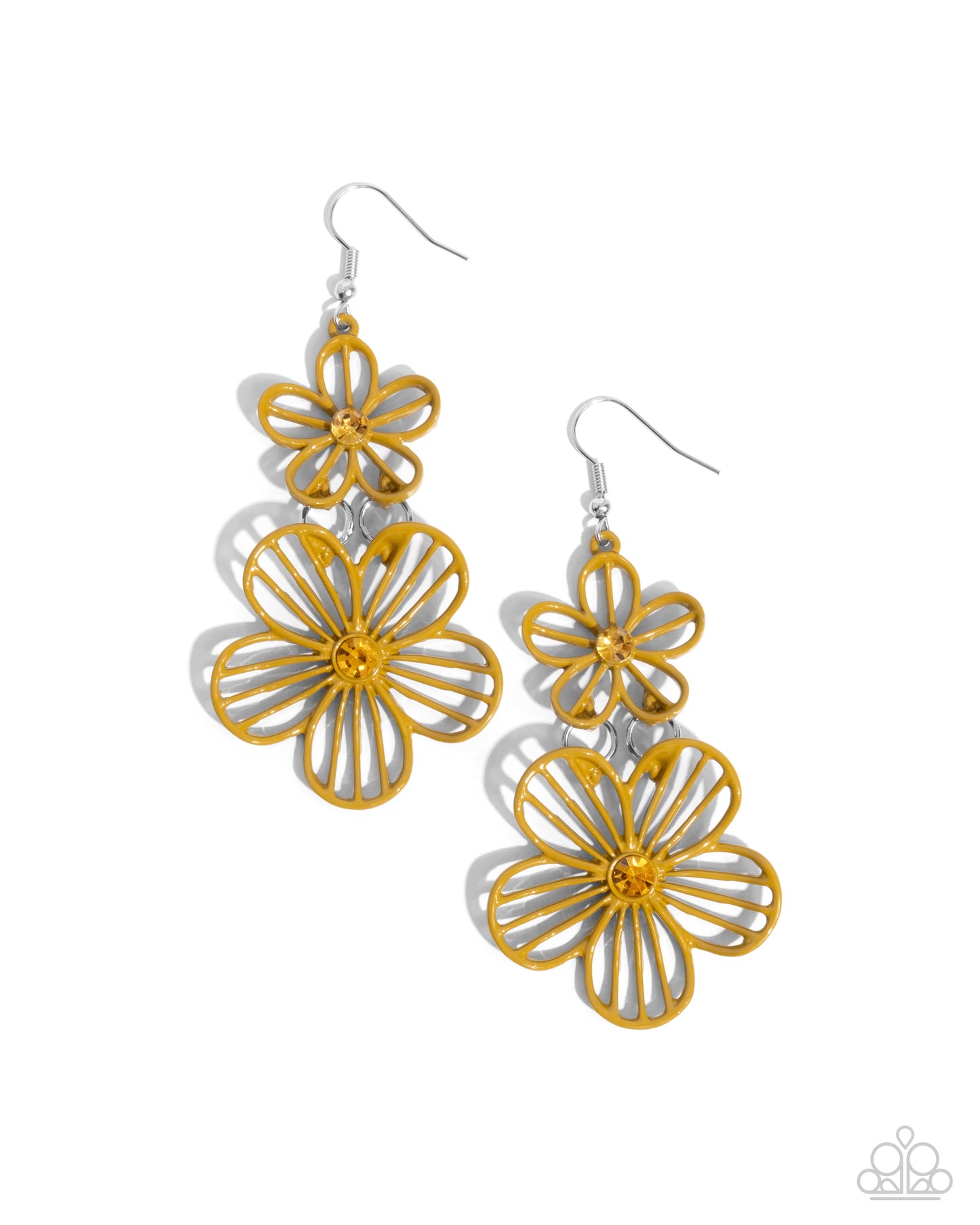 Textured Tiers - Yellow Earrings