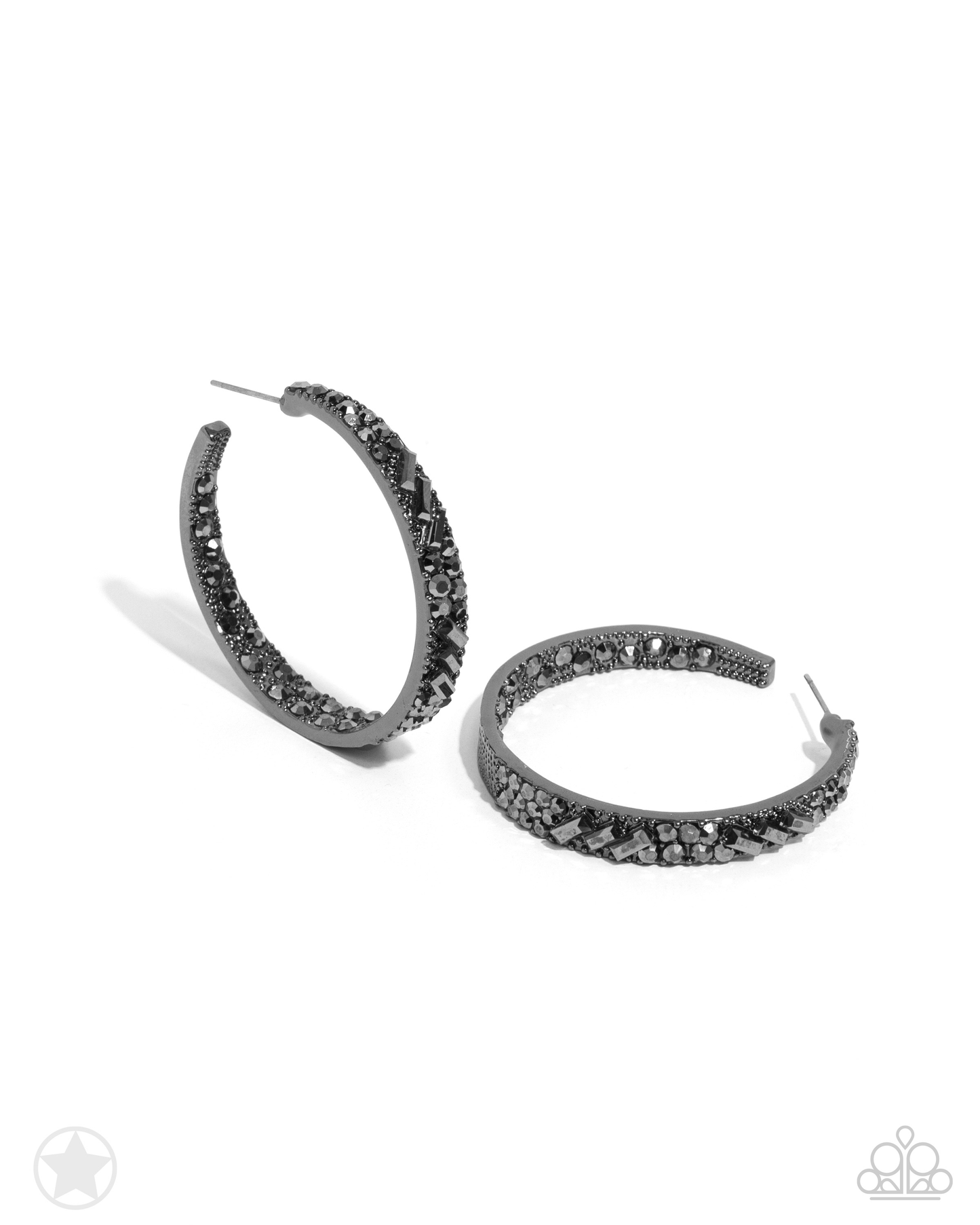 GLITZY By Association - Black Blockbuster Hoop Earrings