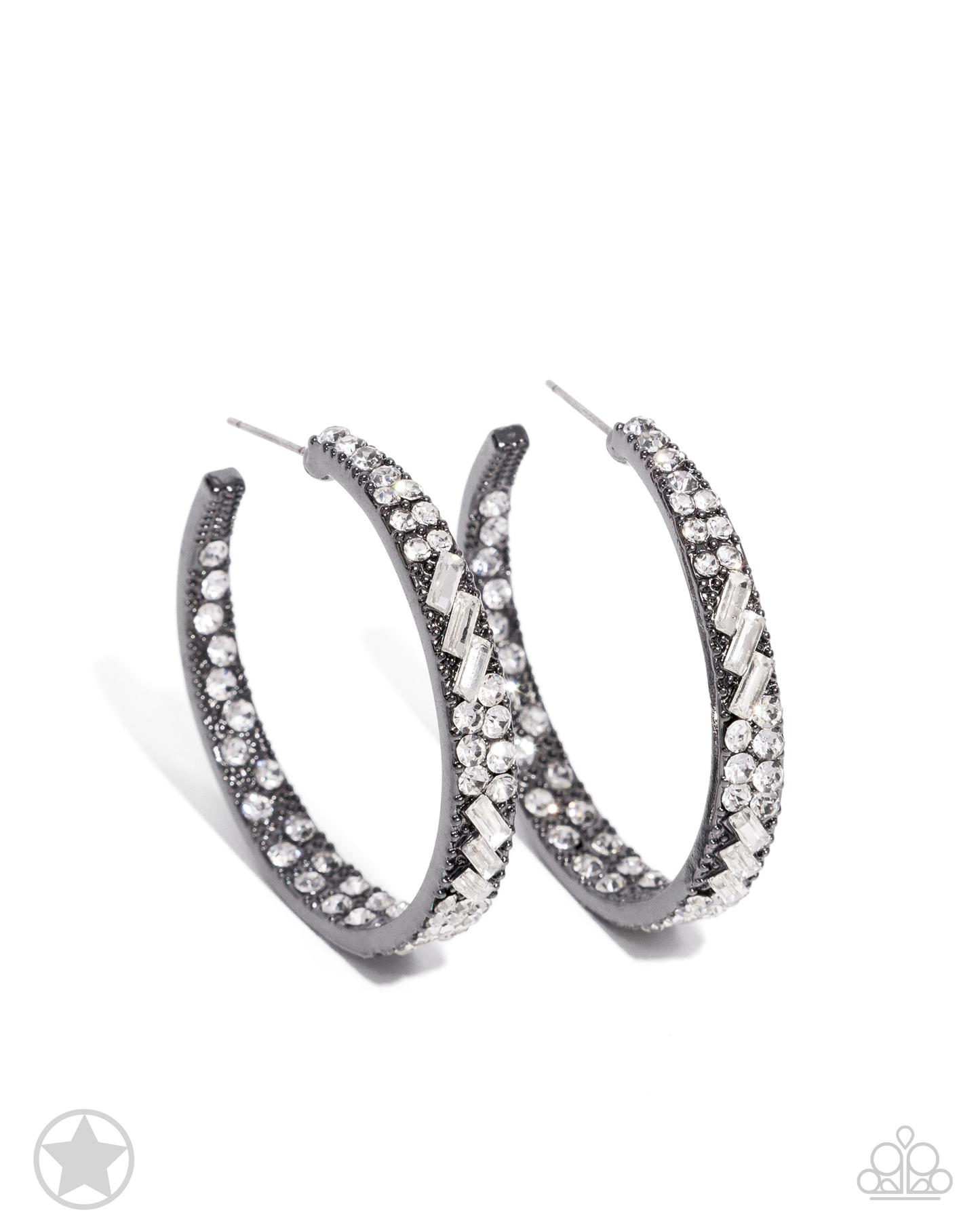 GLITZY By Association - Gunmetal Blockbuster Hoop Earrings