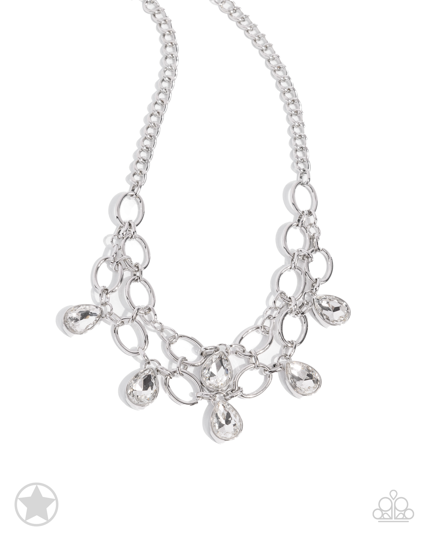 Show-Stopping Shimmer - White Blockbuster Necklace